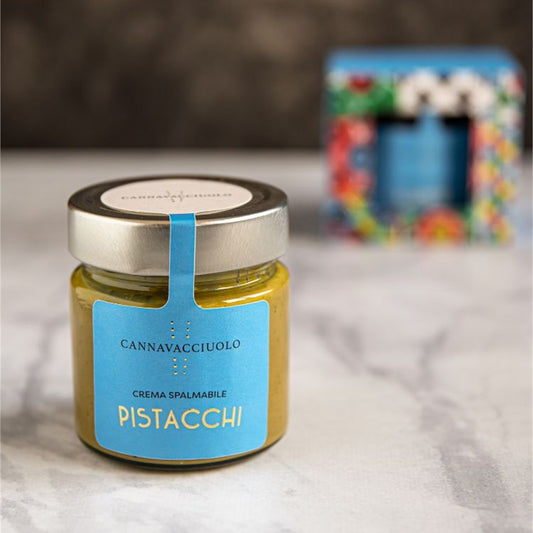 Vasetto di crema spalmabile al pistacchio Cannavacciuolo