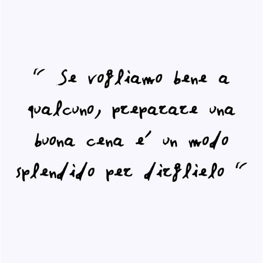 Pagina con citazione manoscritta dal libro A tavola si sta insieme