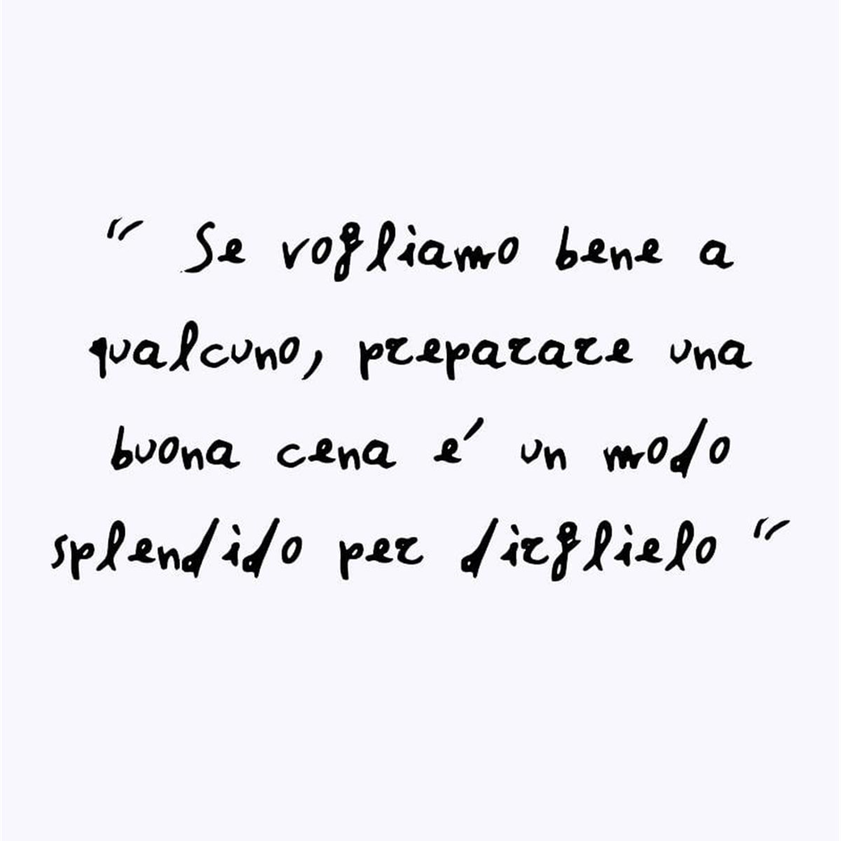 Pagina con citazione manoscritta dal libro A tavola si sta insieme