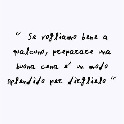 Pagina con citazione manoscritta dal libro A tavola si sta insieme