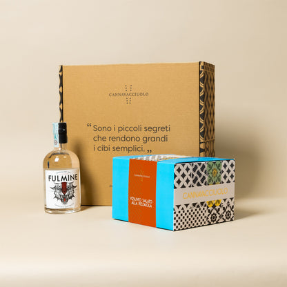 Box regalo Aperibeach con gin Fulmine e confezioni Cannavacciuolo