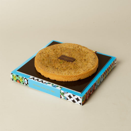 Crostata pistacchi e ribes nella confezione Cannavacciuolo