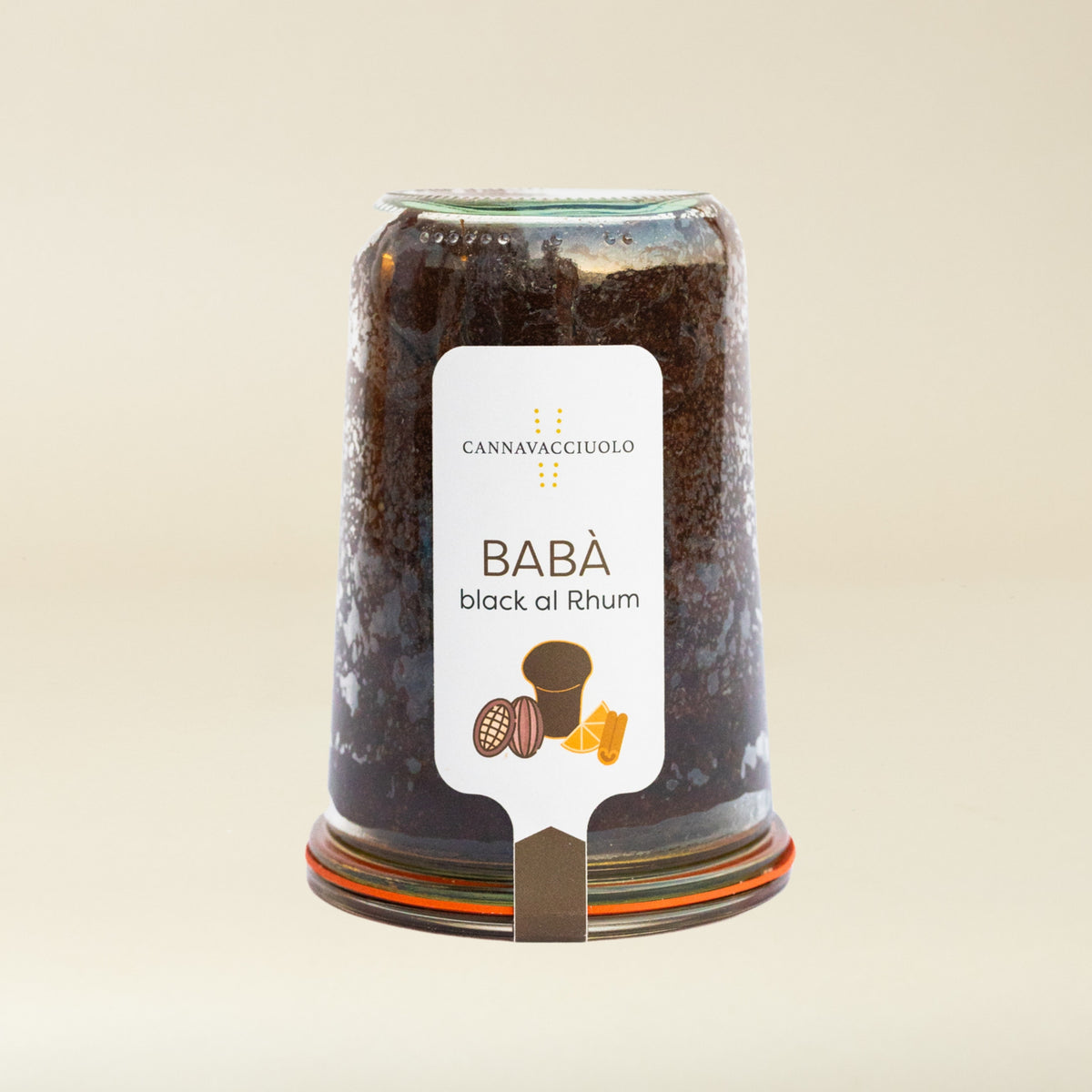 Babà black al rhum nel vaso di vetro Cannavacciuolo