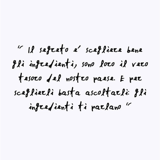 Pagina con citazione manoscritta dal libro Il piatto forte è l'emozione