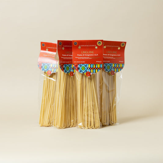 Quattro confezioni di linguine di Gragnano IGP