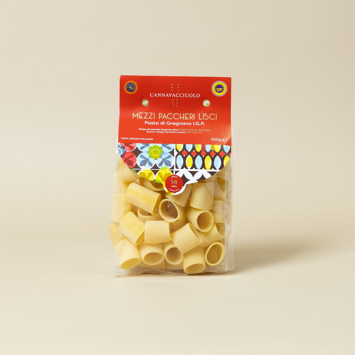 Confezione di mezzi paccheri lisci di Gragnano IGP