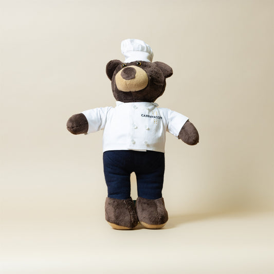 Peluche Tony Bear con divisa da chef Cannavacciuolo