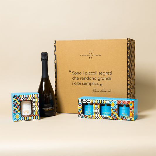 Box regalo That's Amore con bollicine e vasetti Cannavacciuolo