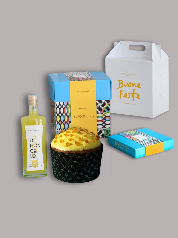 confezione regalo con panettone al limoncello